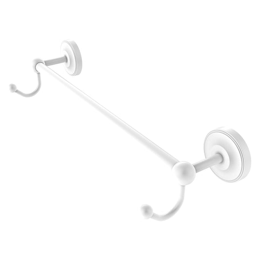 Allied Brass Prestige Regal 20" x 6" Matte White Solid Brass 18-Inch Towel Bar With Integrated Hooks