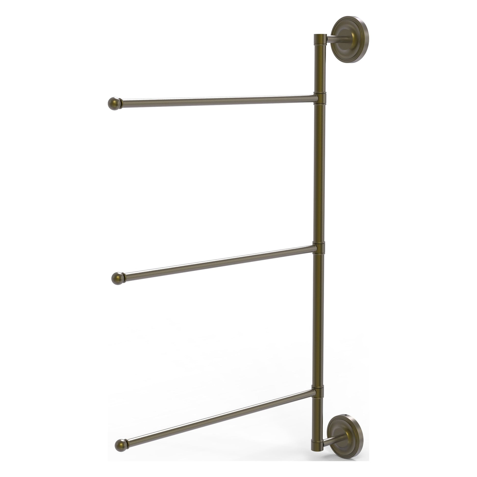 Allied Brass Prestige Regal 20.2" x 3.1" Antique Brass Solid Brass 3-Swing Arm Vertical 28 Inch Towel Bar