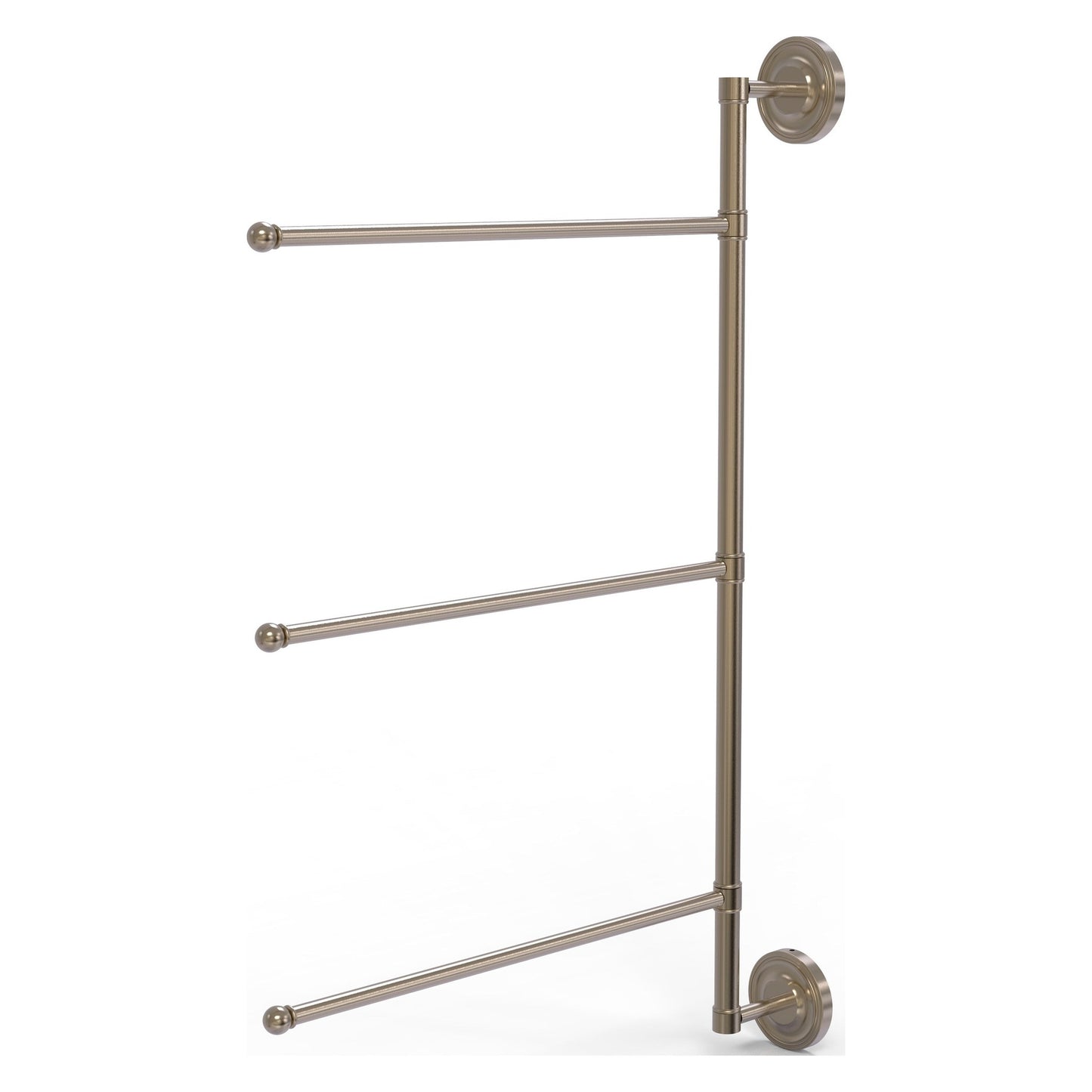 Allied Brass Prestige Regal 20.2" x 3.1" Antique Pewter Solid Brass 3-Swing Arm Vertical 28 Inch Towel Bar