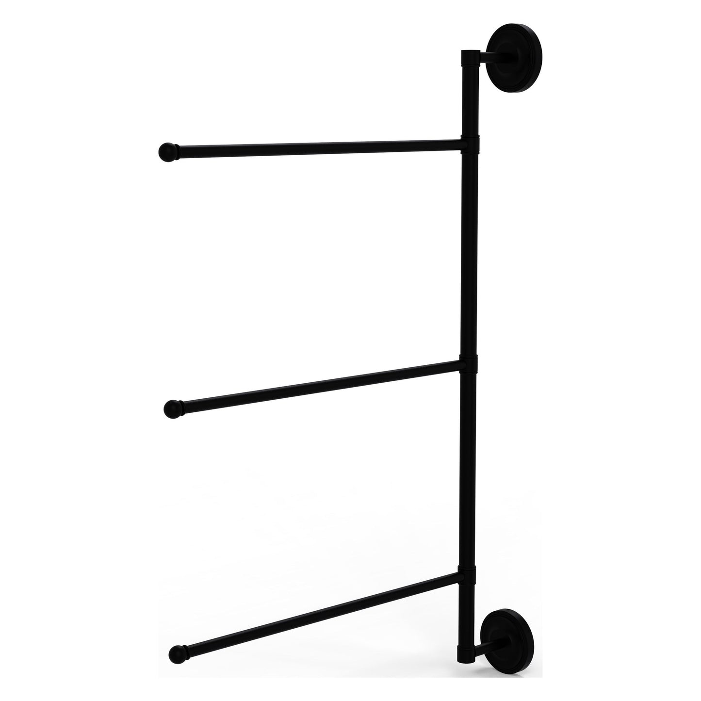 Allied Brass Prestige Regal 20.2" x 3.1" Matte Black Solid Brass 3-Swing Arm Vertical 28 Inch Towel Bar