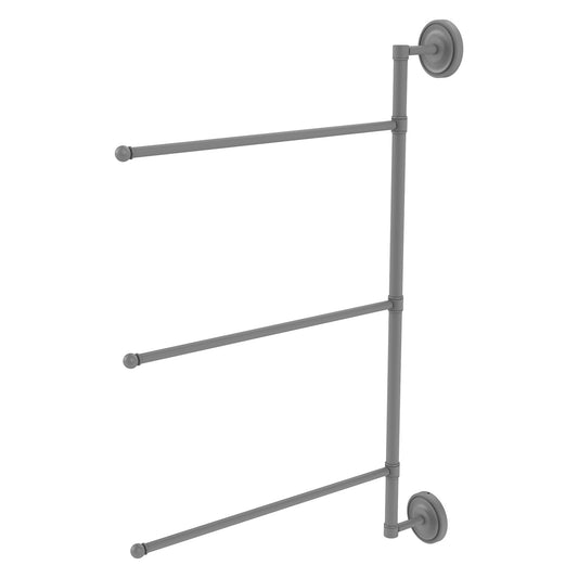 Allied Brass Prestige Regal 20.2" x 3.1" Matte Gray Solid Brass 3-Swing Arm Vertical 28 Inch Towel Bar