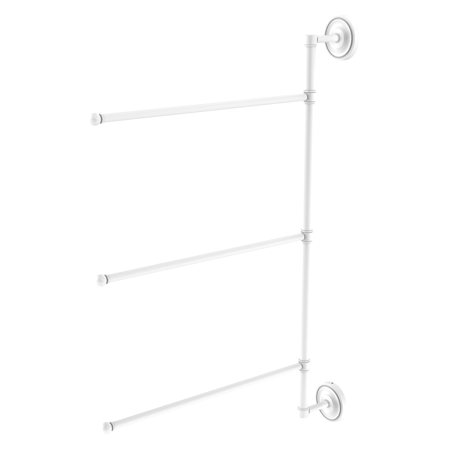 Allied Brass Prestige Regal 20.2" x 3.1" Matte White Solid Brass 3-Swing Arm Vertical 28 Inch Towel Bar