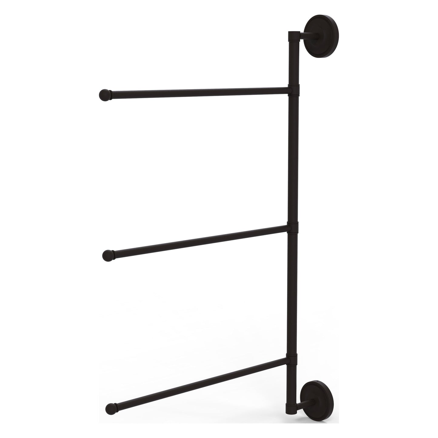 Allied Brass Prestige Regal 20.2" x 3.1" Oil Rubbed Bronze Solid Brass 3-Swing Arm Vertical 28 Inch Towel Bar