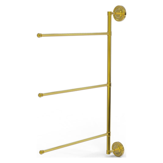 Allied Brass Prestige Regal 20.2" x 3.1" Polished Brass Solid Brass 3-Swing Arm Vertical 28 Inch Towel Bar