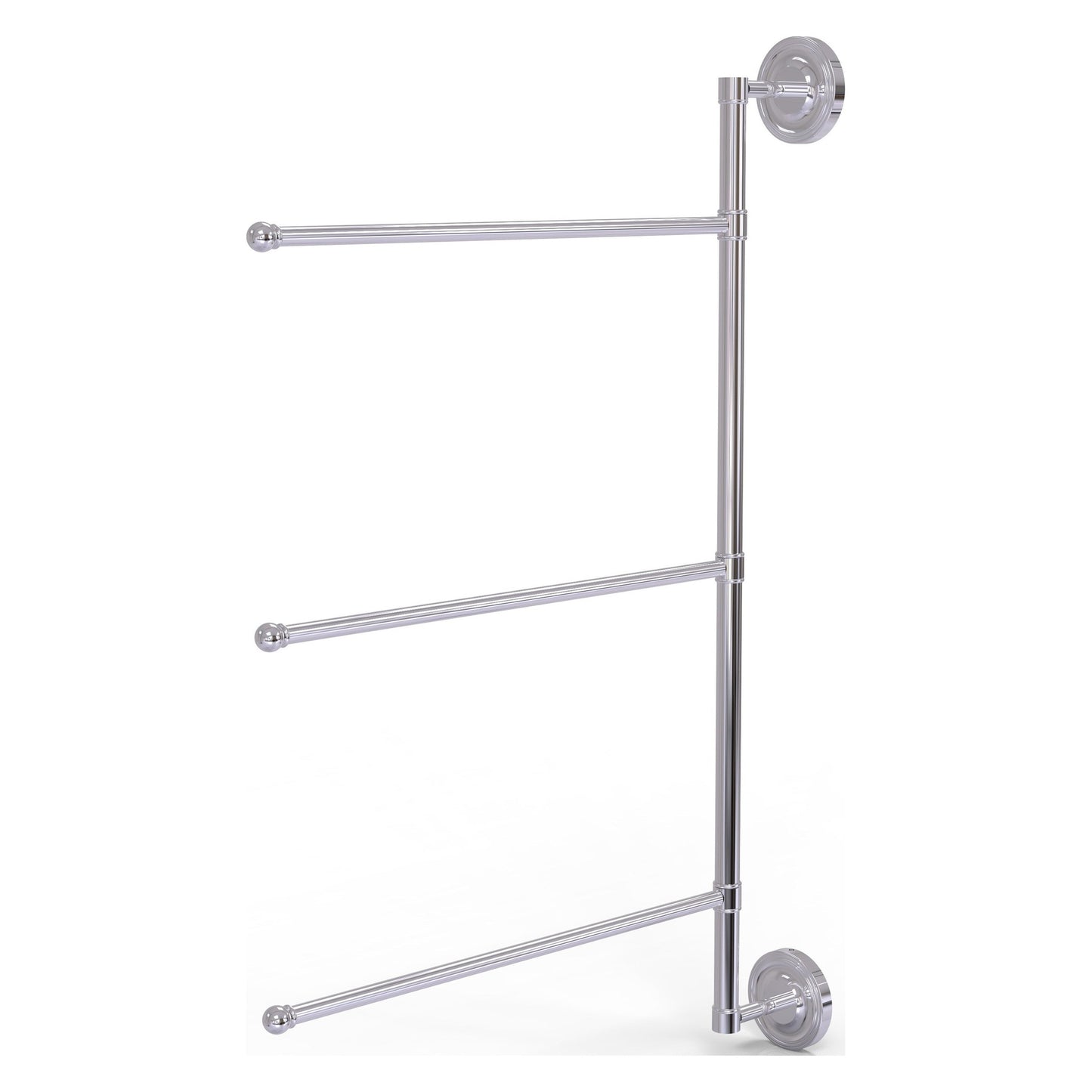 Allied Brass Prestige Regal 20.2" x 3.1" Polished Chrome Solid Brass 3-Swing Arm Vertical 28 Inch Towel Bar