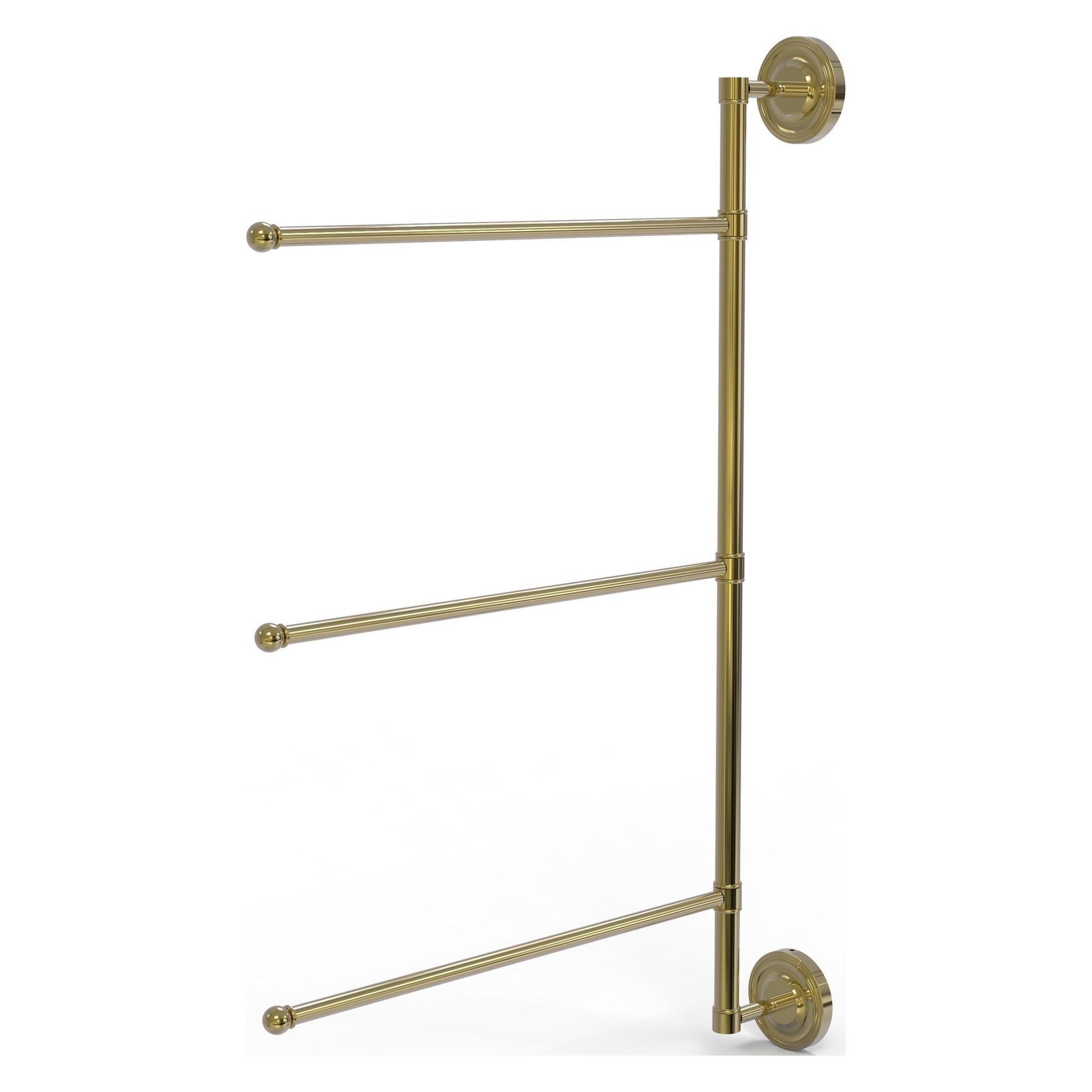 Allied Brass Prestige Regal 20.2" x 3.1" Unlacquered Brass Solid Brass 3-Swing Arm Vertical 28 Inch Towel Bar