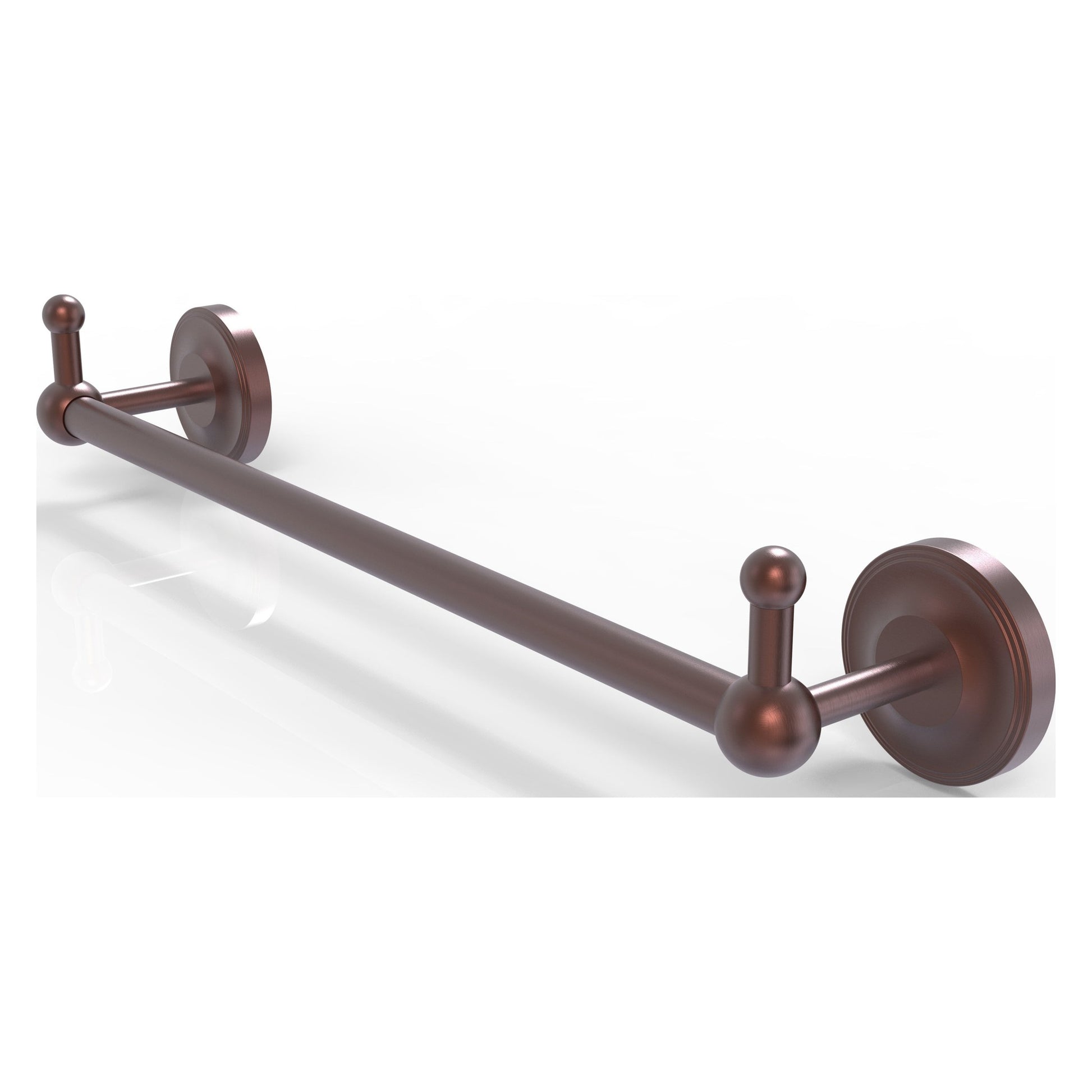 Allied Brass Prestige Regal 20.25" x 3.8" Antique Copper Solid Brass 18-Inch Towel Bar With Integrated Hooks