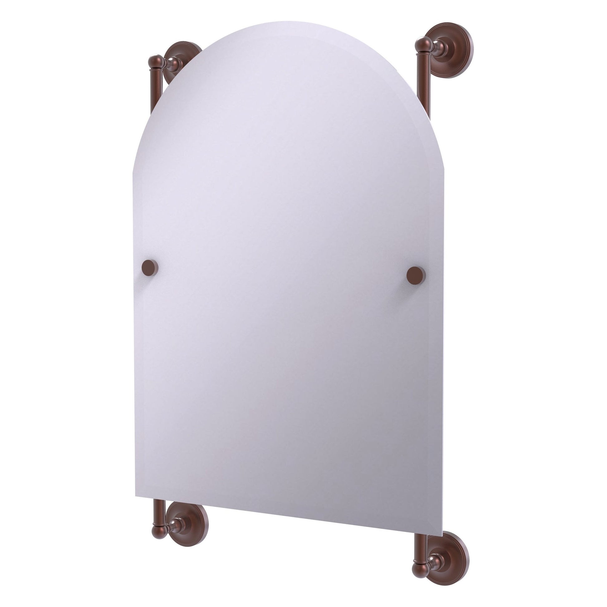 Allied Brass Prestige Regal 21" x 3.8" Antique Copper Solid Brass Arched-Top Frameless Rail Mounted Mirror