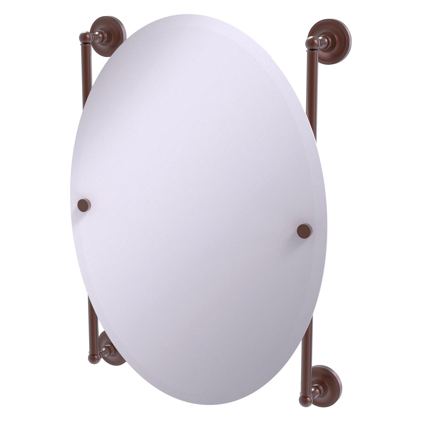 Allied Brass Prestige Regal 21" x 3.8" Antique Copper Solid Brass Oval Frameless Rail-Mounted Mirror