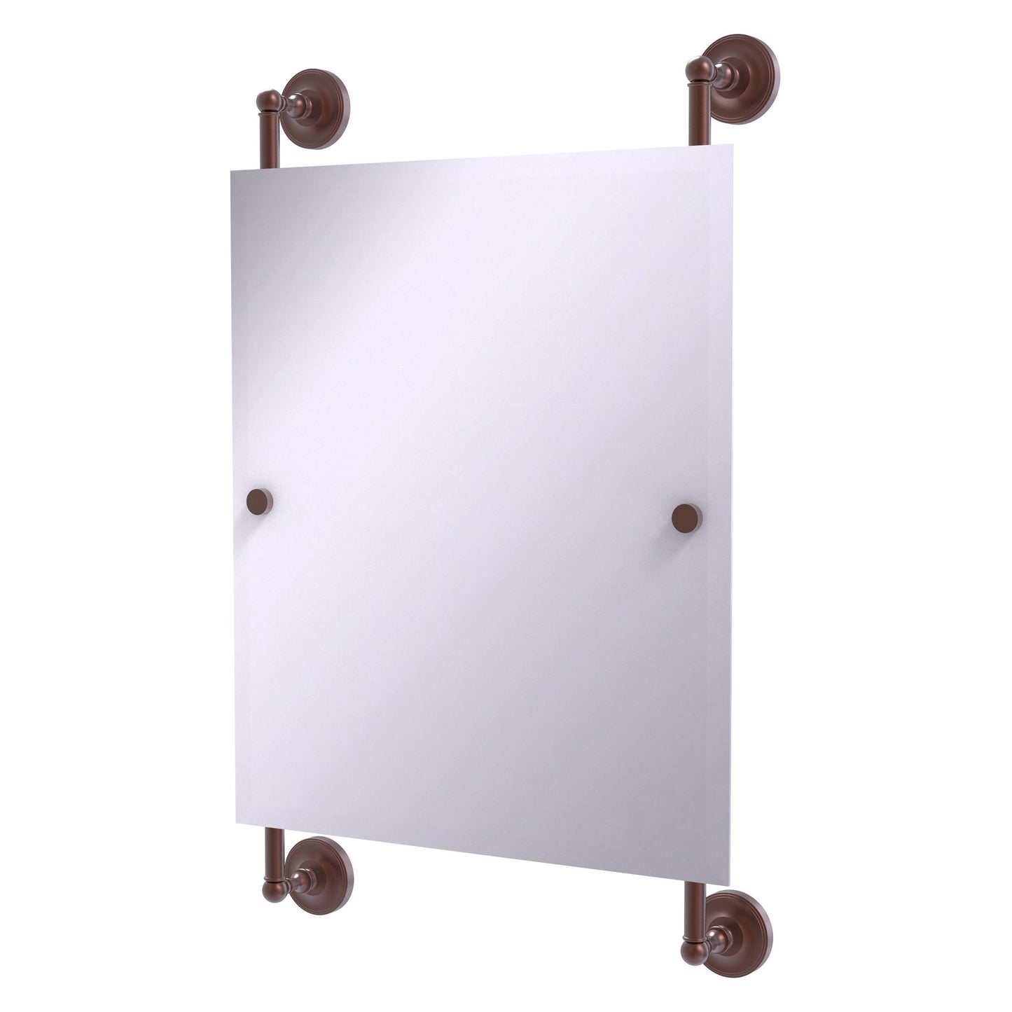 Allied Brass Prestige Regal 21" x 3.8" Antique Copper Solid Brass Rectangular Frameless Rail-Mounted Mirror