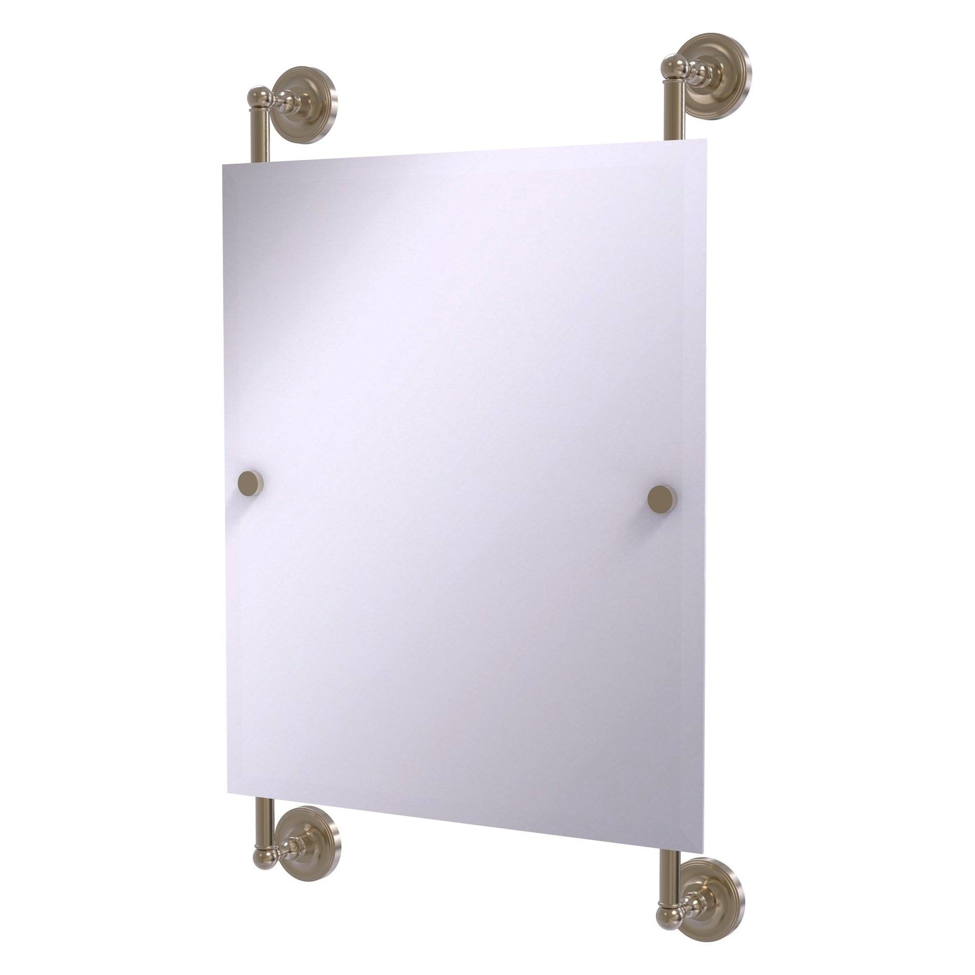 Allied Brass Prestige Regal 21" x 3.8" Antique Pewter Solid Brass Rectangular Frameless Rail-Mounted Mirror