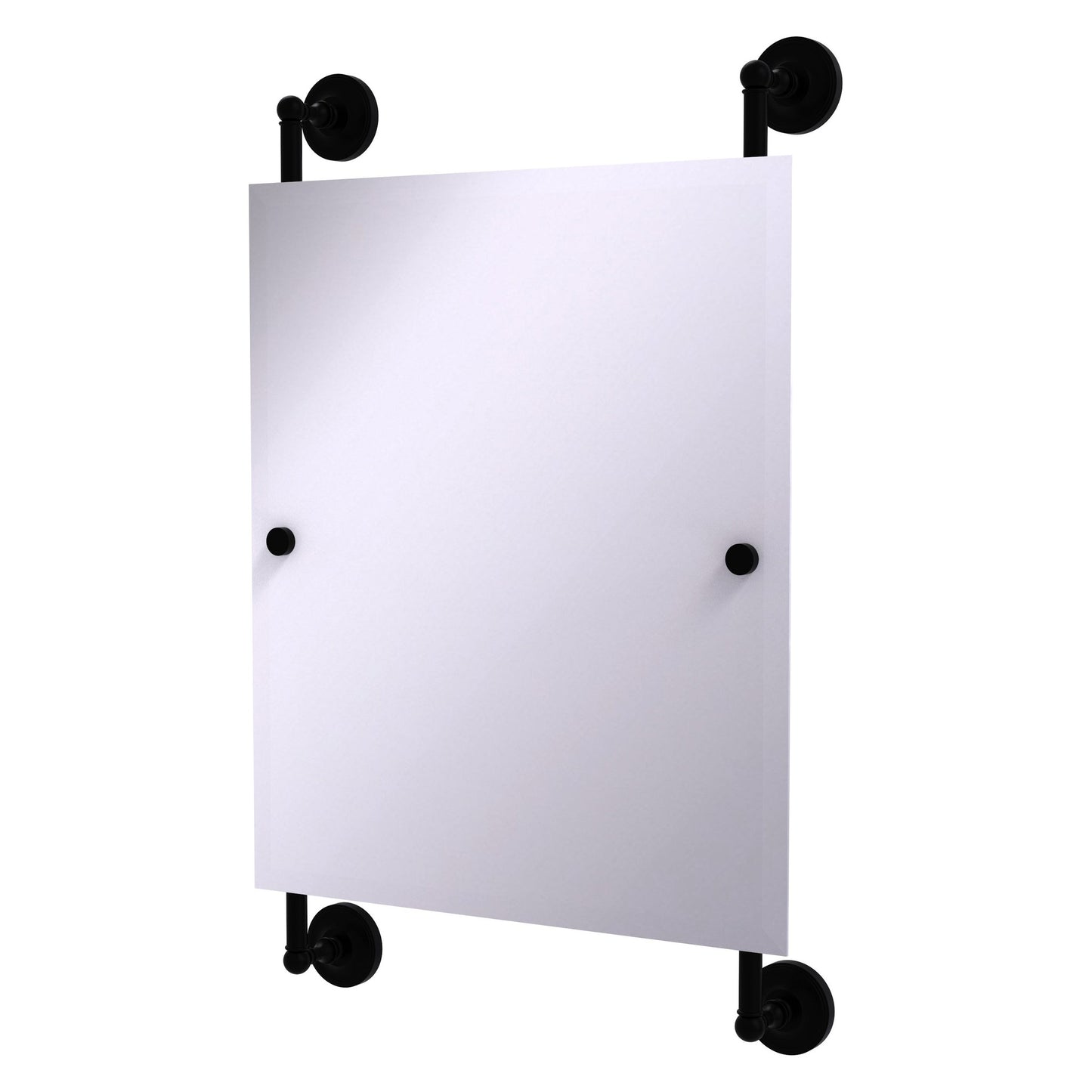 Allied Brass Prestige Regal 21" x 3.8" Matte Black Solid Brass Rectangular Frameless Rail-Mounted Mirror