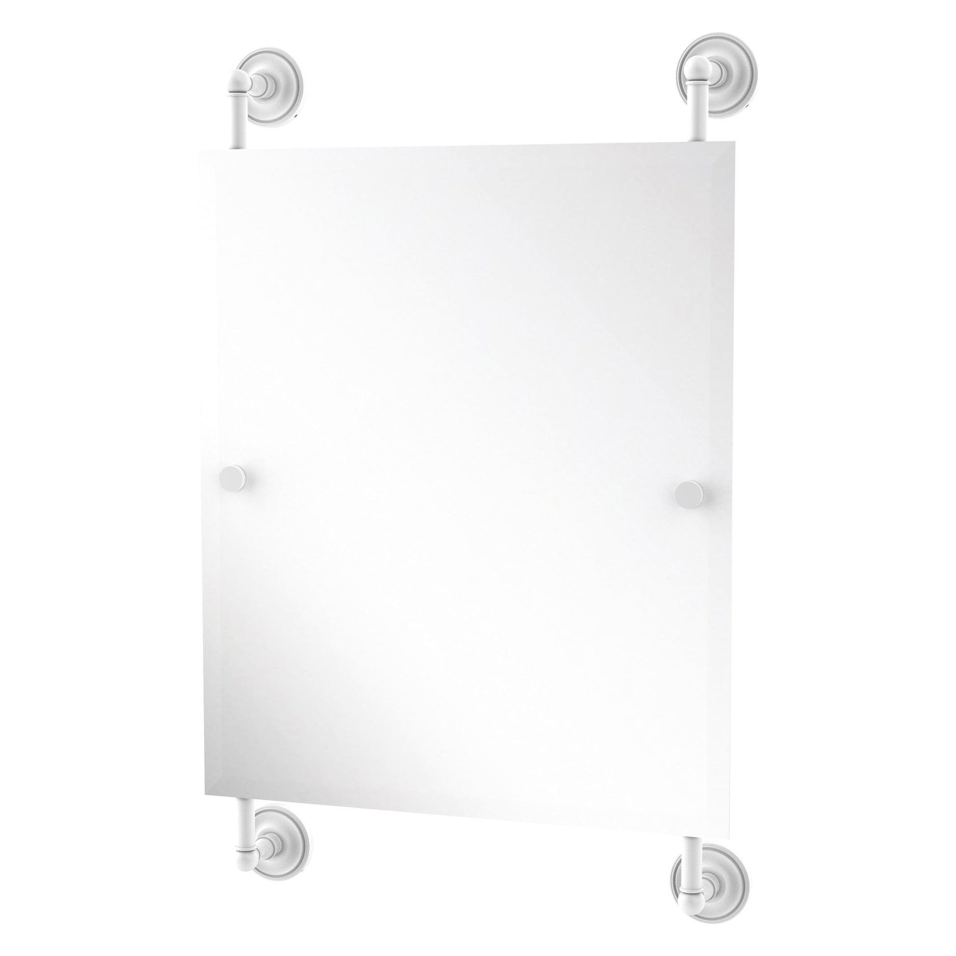 Allied Brass Prestige Regal 21" x 3.8" Matte White Solid Brass Rectangular Frameless Rail-Mounted Mirror