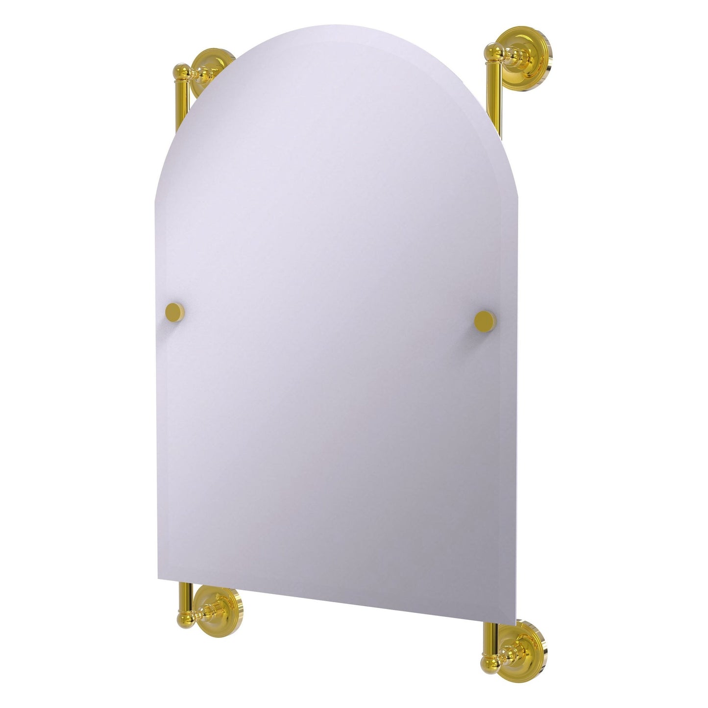 Allied Brass Prestige Regal 21" x 3.8" Polished Brass Solid Brass Arched-Top Frameless Rail Mounted Mirror