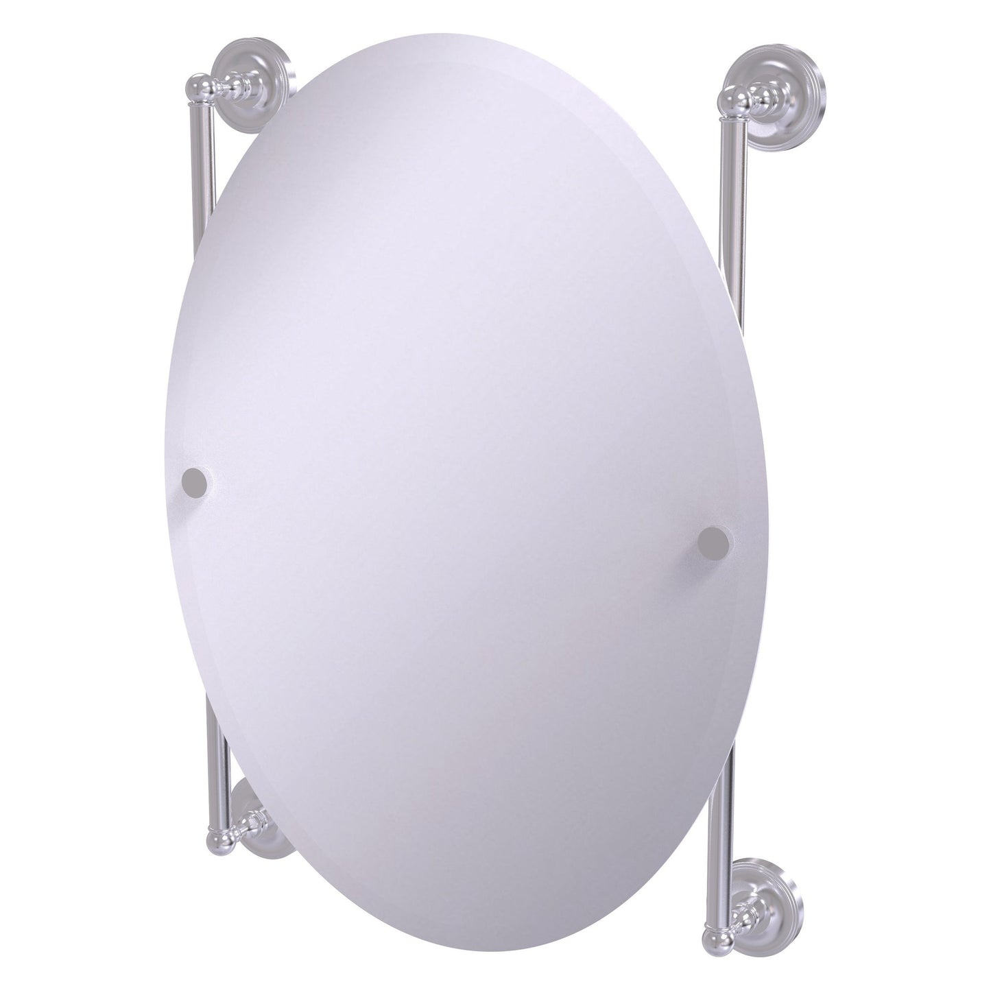 Allied Brass Prestige Regal 21" x 3.8" Satin Chrome Solid Brass Oval Frameless Rail-Mounted Mirror