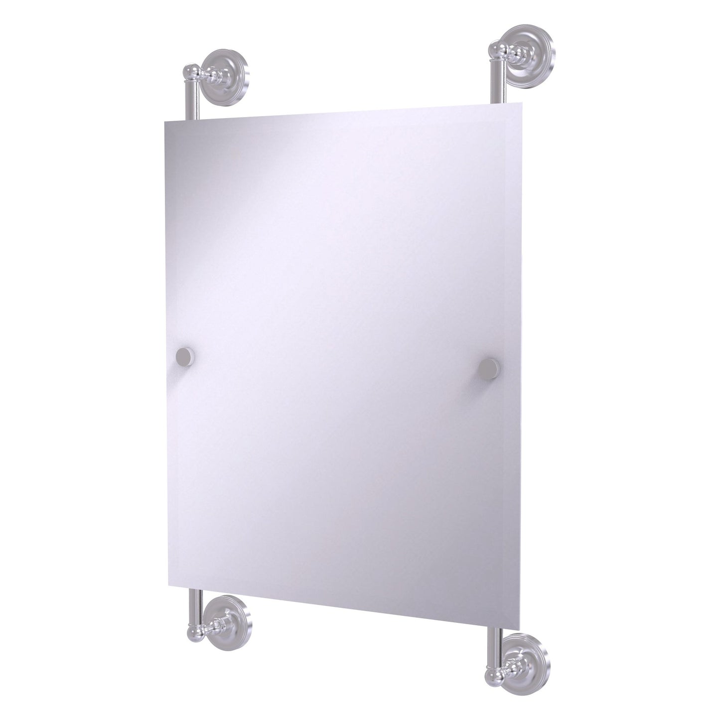 Allied Brass Prestige Regal 21" x 3.8" Satin Chrome Solid Brass Rectangular Frameless Rail-Mounted Mirror