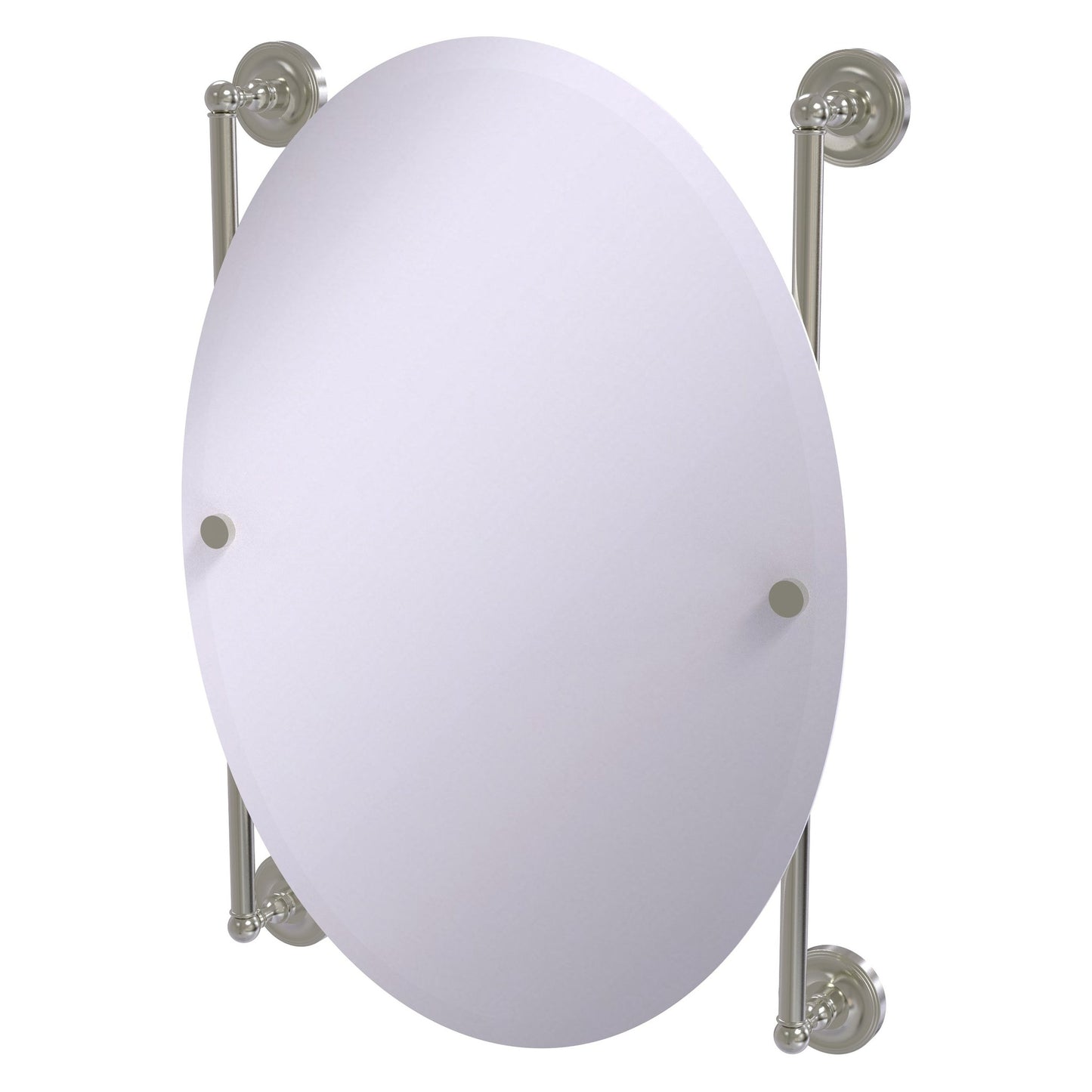 Allied Brass Prestige Regal 21" x 3.8" Satin Nickel Solid Brass Oval Frameless Rail-Mounted Mirror