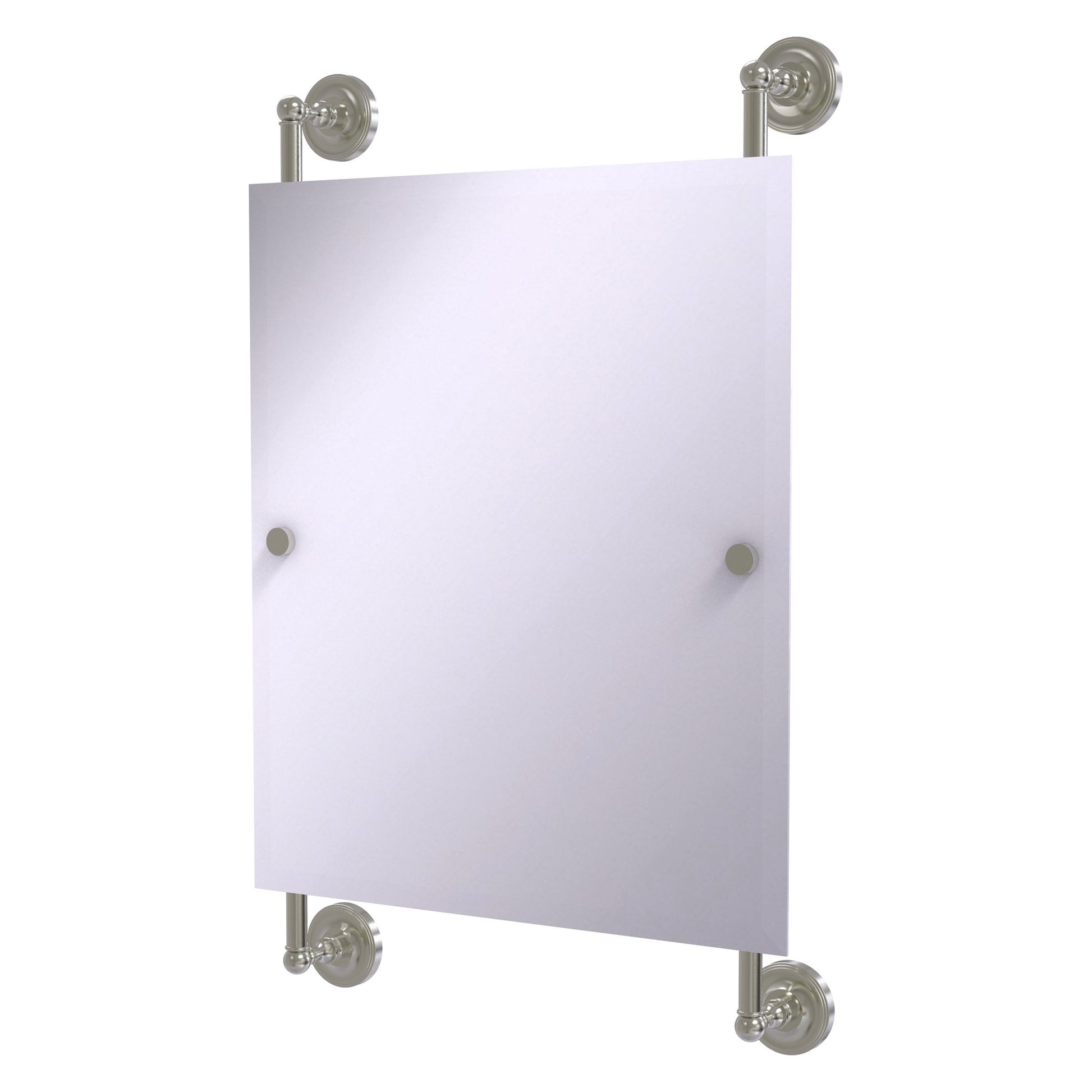 Allied Brass Prestige Regal 21" x 3.8" Satin Nickel Solid Brass Rectangular Frameless Rail-Mounted Mirror