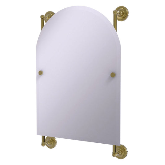 Allied Brass Prestige Regal 21" x 3.8" Unlacquered Brass Solid Brass Arched-Top Frameless Rail Mounted Mirror