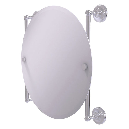 Allied Brass Prestige Regal 22" x 3.8" Satin Chrome Solid Brass Round Frameless Rail-Mounted Mirror