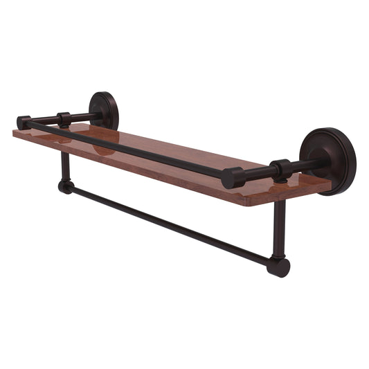 Allied Brass Prestige Regal 22" x 5" Antique Bronze Solid Brass 22-Inch IPE Ironwood Shelf With Gallery Rail and Towel Bar