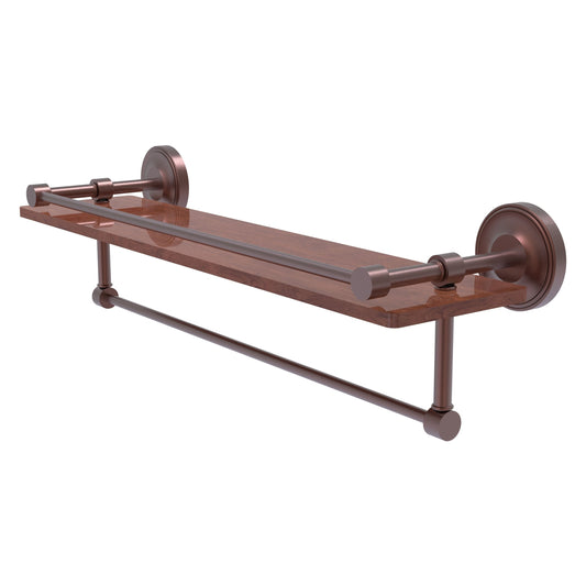 Allied Brass Prestige Regal 22" x 5" Antique Copper Solid Brass 22-Inch IPE Ironwood Shelf With Gallery Rail and Towel Bar