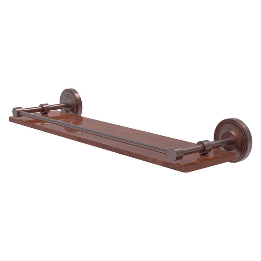 Allied Brass Prestige Regal 22" x 5" Antique Copper Solid Brass 22-Inch Solid IPE Ironwood Shelf With Gallery Rail