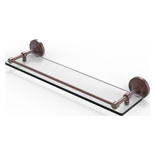 Allied Brass Prestige Regal 22" x 5" Antique Copper Solid Brass 22-Inch Tempered Glass Shelf With Gallery Rail