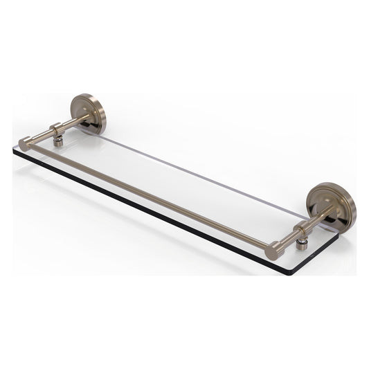 Allied Brass Prestige Regal 22" x 5" Antique Pewter Solid Brass 22-Inch Tempered Glass Shelf With Gallery Rail