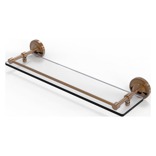 Allied Brass Prestige Regal 22" x 5" Brushed Bronze Solid Brass 22-Inch Tempered Glass Shelf With Gallery Rail