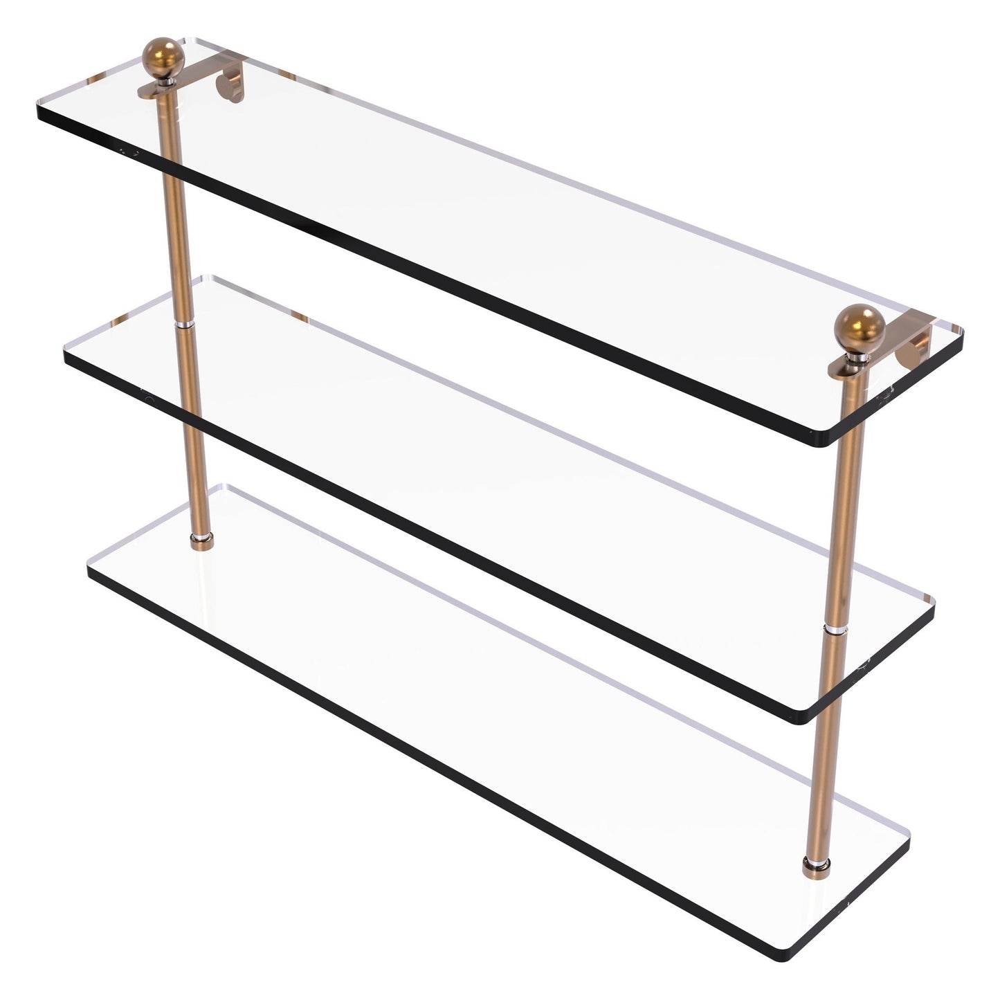 Allied Brass Prestige Regal 22" x 5" Brushed Bronze Solid Brass 22-Inch Triple Tiered Glass Shelf