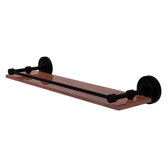 Allied Brass Prestige Regal 22" x 5" Matte Black Solid Brass 22-Inch Solid IPE Ironwood Shelf With Gallery Rail