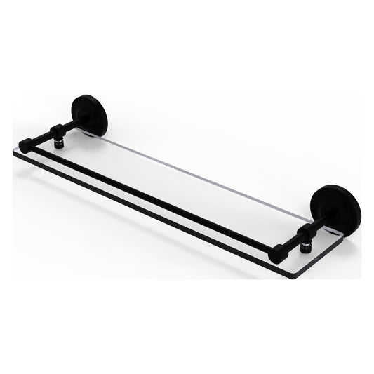 Allied Brass Prestige Regal 22" x 5" Matte Black Solid Brass 22-Inch Tempered Glass Shelf With Gallery Rail