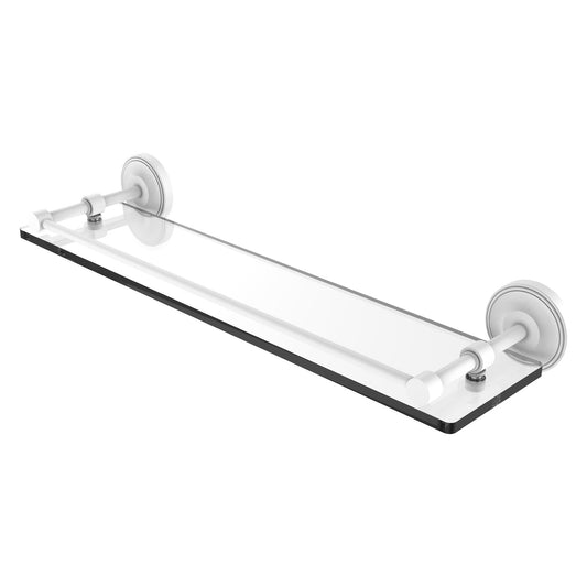 Allied Brass Prestige Regal 22" x 5" Matte White Solid Brass 22-Inch Tempered Glass Shelf With Gallery Rail