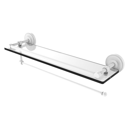 Allied Brass Prestige Regal 22" x 5" Matte White Solid Brass Paper Towel Holder With 22-Inch Gallery Glass Shelf