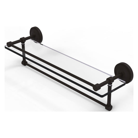 Allied Brass Prestige Regal 22" x 5" Oil Rubbed Bronze Solid Brass 22-Inch Gallery Glass Shelf With Towel Bar