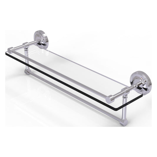 Allied Brass Prestige Regal 22" x 5" Polished Chrome Solid Brass 22-Inch Gallery Glass Shelf With Towel Bar