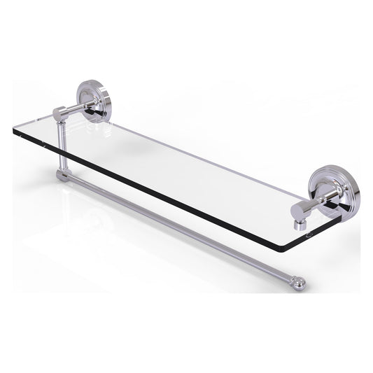 Allied Brass Prestige Regal 22" x 5" Polished Chrome Solid Brass Paper Towel Holder With 22-Inch Glass Shelf