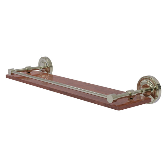 Allied Brass Prestige Regal 22" x 5" Polished Nickel Solid Brass 22-Inch Solid IPE Ironwood Shelf With Gallery Rail