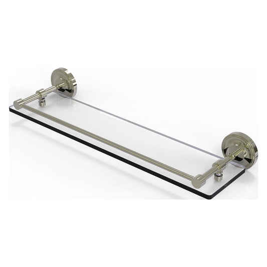 Allied Brass Prestige Regal 22" x 5" Polished Nickel Solid Brass 22-Inch Tempered Glass Shelf With Gallery Rail