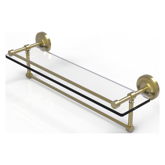 Allied Brass Prestige Regal 22" x 5" Satin Brass Solid Brass 22-Inch Gallery Glass Shelf With Towel Bar