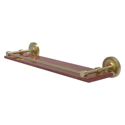 Allied Brass Prestige Regal 22" x 5" Satin Brass Solid Brass 22-Inch Solid IPE Ironwood Shelf With Gallery Rail