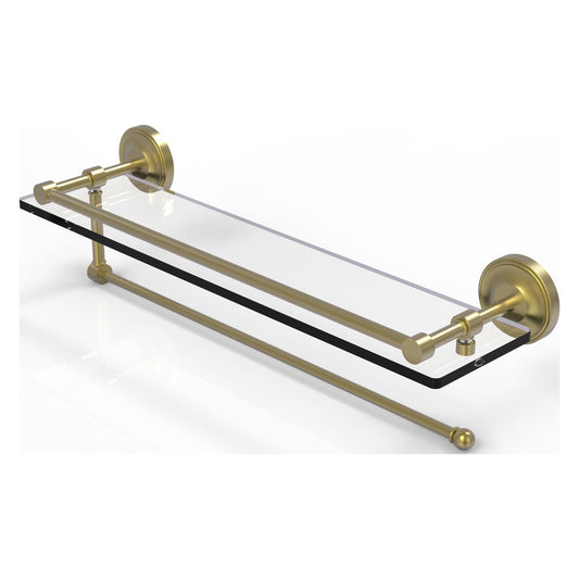 Allied Brass Prestige Regal 22" x 5" Satin Brass Solid Brass Paper Towel Holder With 22-Inch Gallery Glass Shelf