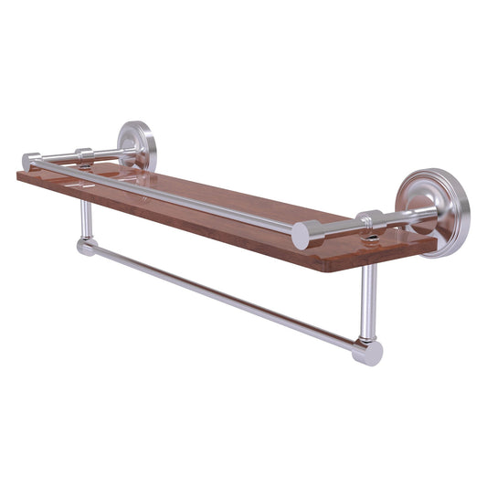 Allied Brass Prestige Regal 22" x 5" Satin Chrome Solid Brass 22-Inch IPE Ironwood Shelf With Gallery Rail and Towel Bar