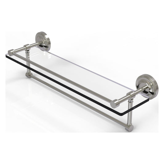 Allied Brass Prestige Regal 22" x 5" Satin Nickel Solid Brass 22-Inch Gallery Glass Shelf With Towel Bar