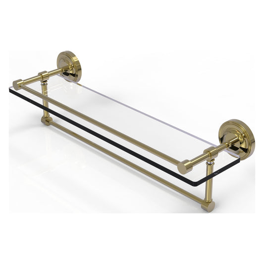 Allied Brass Prestige Regal 22" x 5" Unlacquered Brass Solid Brass 22-Inch Gallery Glass Shelf With Towel Bar