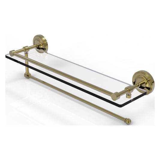 Allied Brass Prestige Regal 22" x 5" Unlacquered Brass Solid Brass Paper Towel Holder With 22-Inch Gallery Glass Shelf