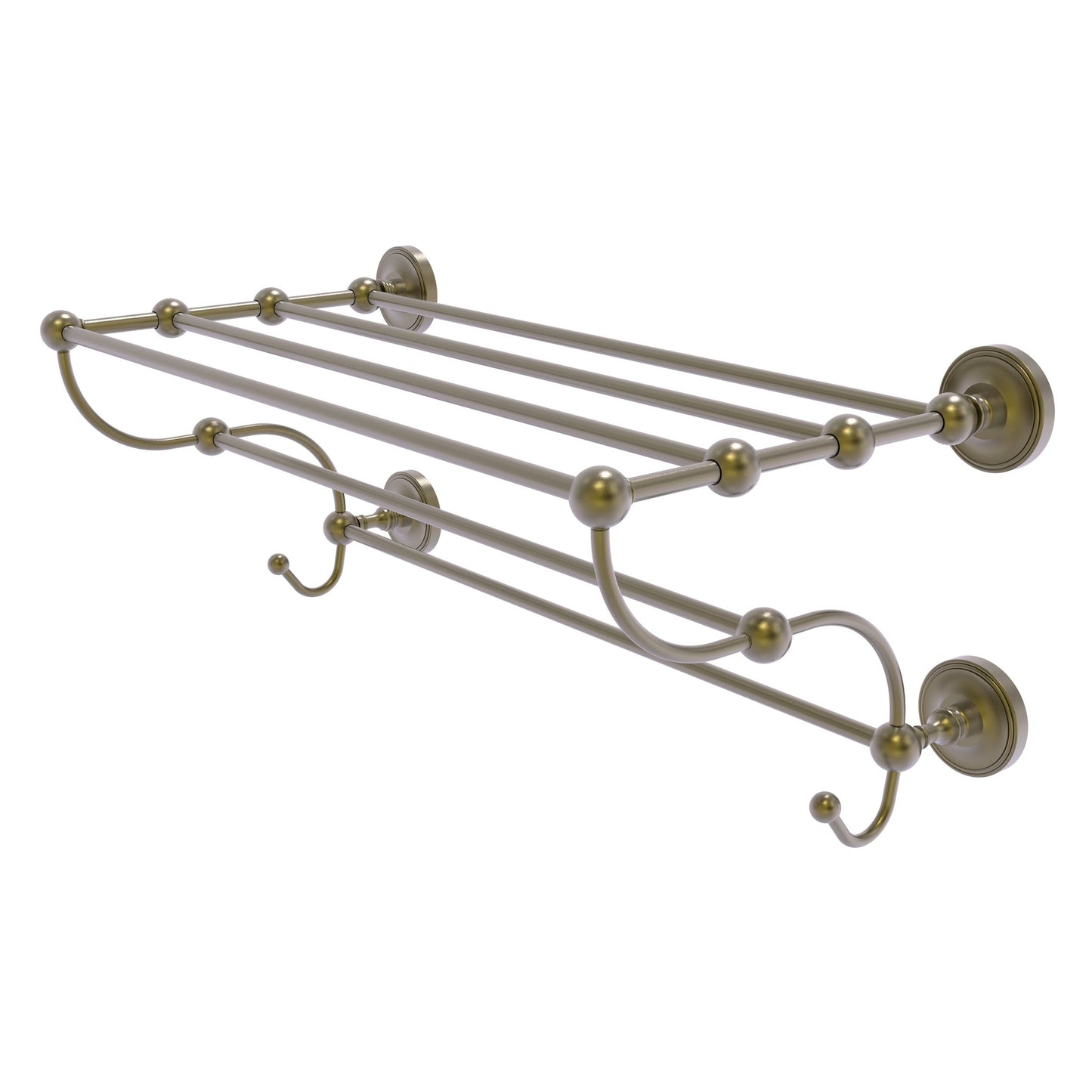 Allied Brass Prestige Regal 24" x 14" Antique Brass Solid Brass 24-Inch Train Rack Towel Shelf