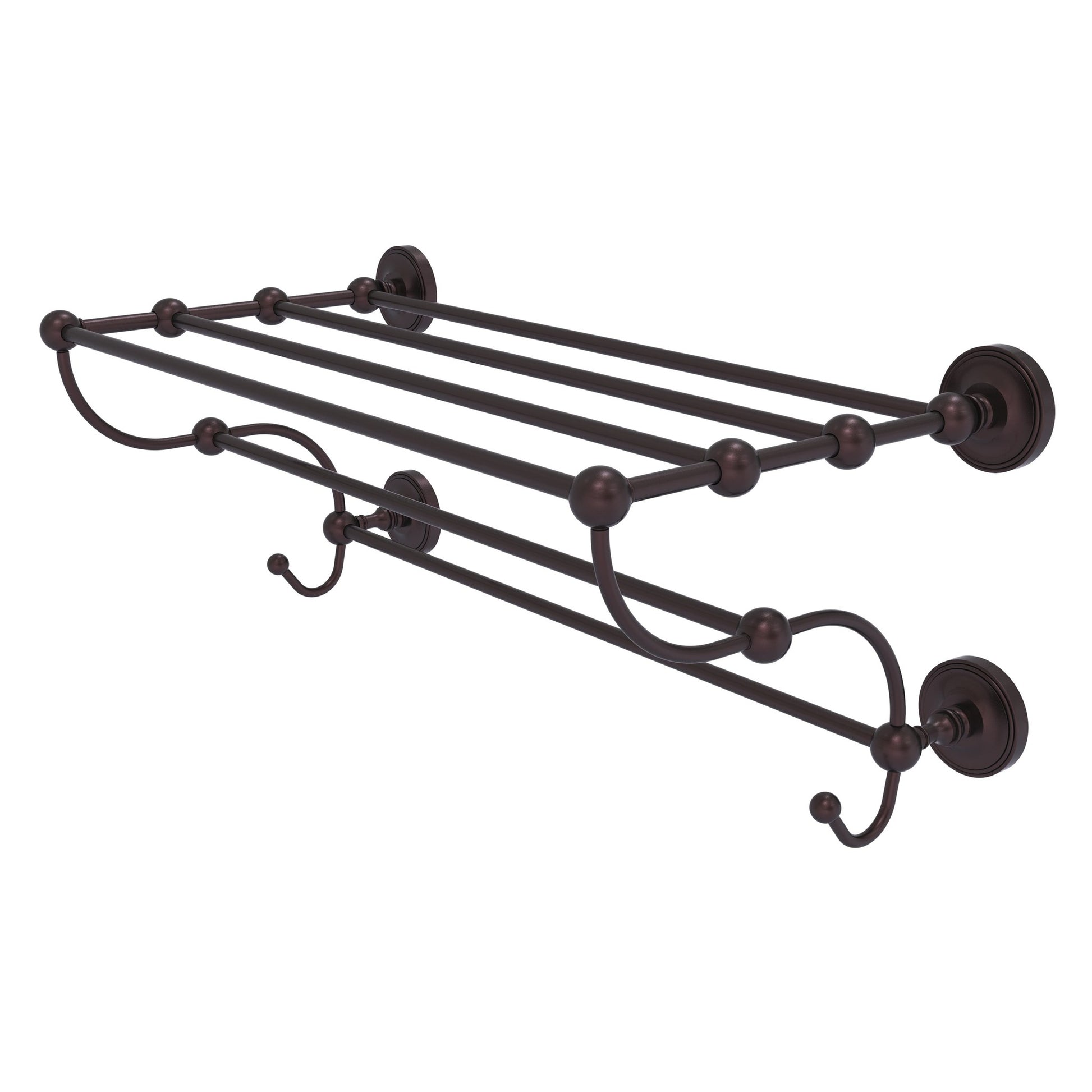 Allied Brass Prestige Regal 24" x 14" Antique Bronze Solid Brass 24-Inch Train Rack Towel Shelf