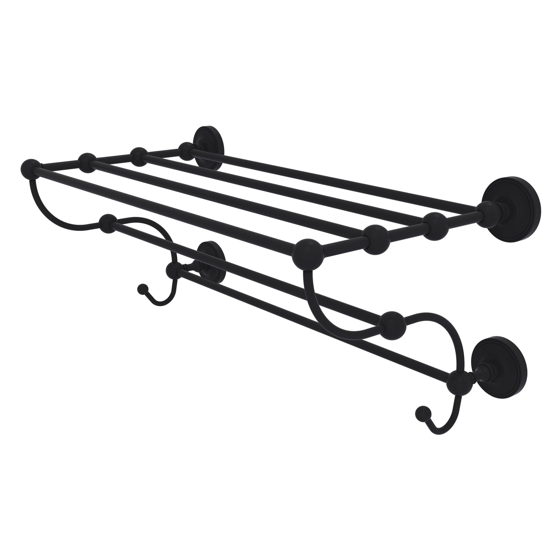 Allied Brass Prestige Regal 24" x 14" Matte Black Solid Brass 24-Inch Train Rack Towel Shelf